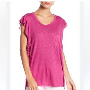 Free People Fuchsia So Easy Tee Blouse Shirt size medium